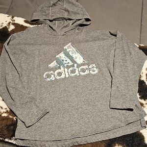 Adidas Heather Gray Hoodie with Logo